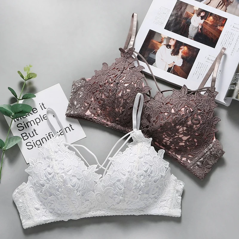 Sexy Women Lace Floral Embroidery Bralette Sexy Lingerie Comfort Seamless Adjusted Bras For Women Wireless Push Up Bra Underwear