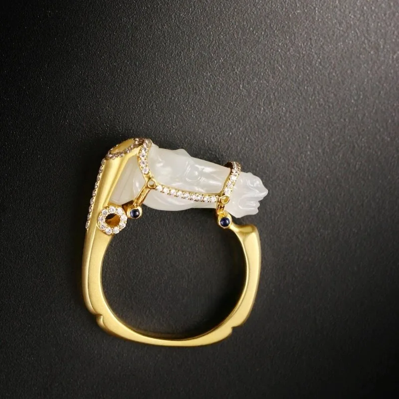 Light Luxury Retro Horse Head Ring Noble Saddle Band Unisex Statement Ring Men Women Fashion Party Jewelry Gift