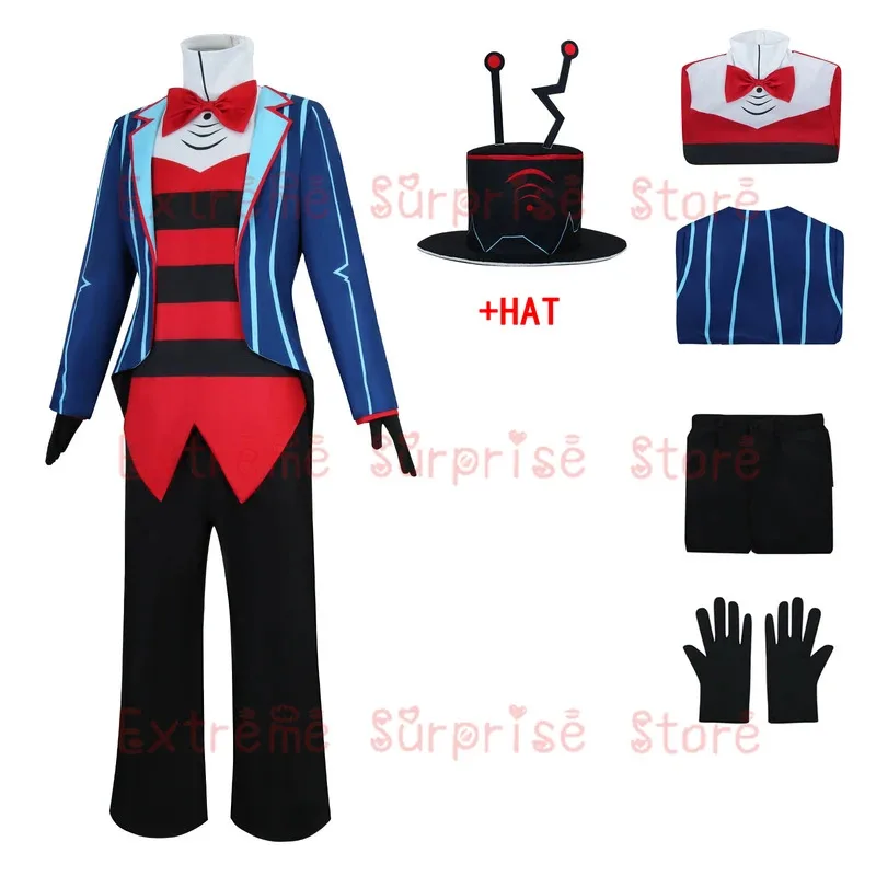 ดีดี 12 ฮาซบิน โฮเทล วอกซ์คอสเพลย์เครื่องแต่งกายชุดเครื่องแต่งกายฮาโลวีนคาร์นิวัลคริสต์มาสเครื่องแต่งกายสีฟ้าสีแดงชุดอะนิเมะเต็ม