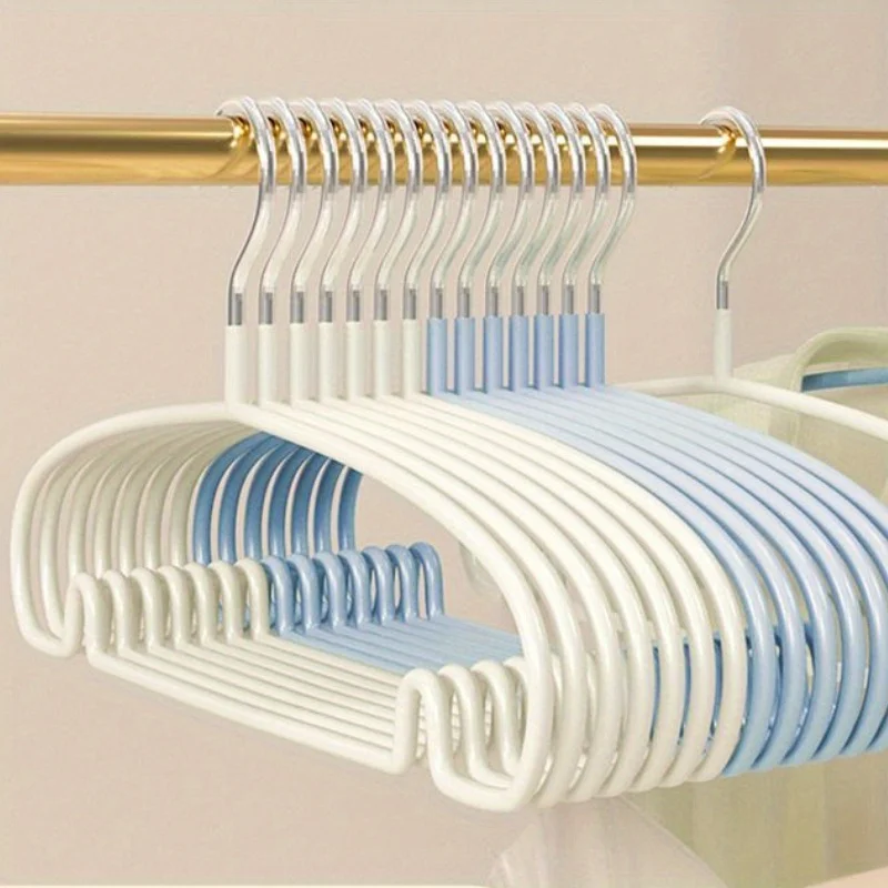 10pcs Non-Slip Coated Metal Hangers Thicken No Trace Hanger For Clothes Suit Coat Shirt Jacket Hanging Hanger with Round Notches