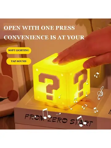 LED Question Mark Night Light With Music Anime Peripheral Children's Bedroom Bedside Lamp USB Rechargeable Gift