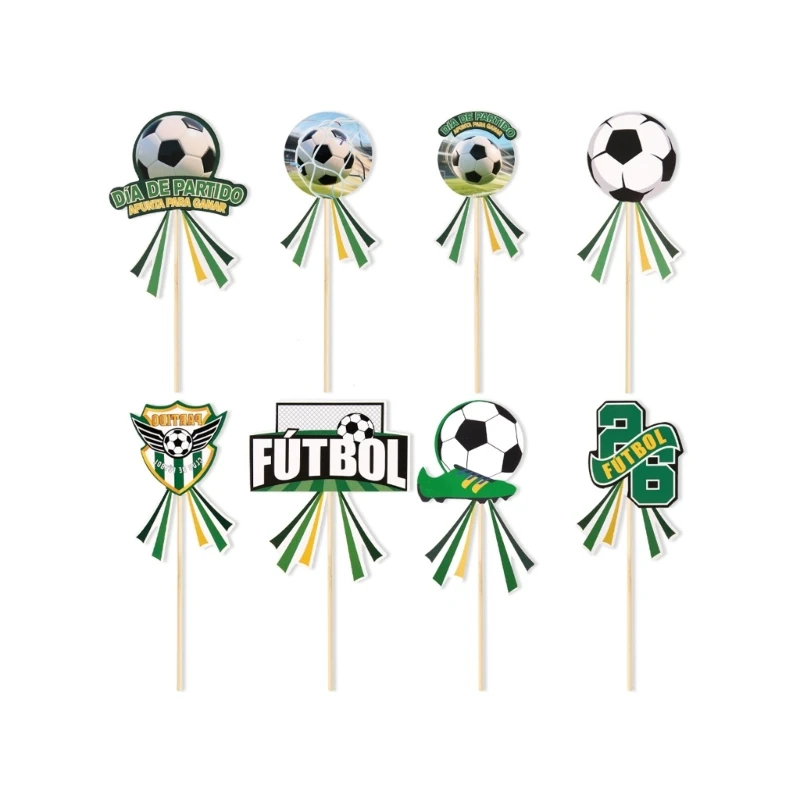 48Pcs Soccer Theme Cake Toppers with World Game Designs Cupcake Picks Decoration D0LD
