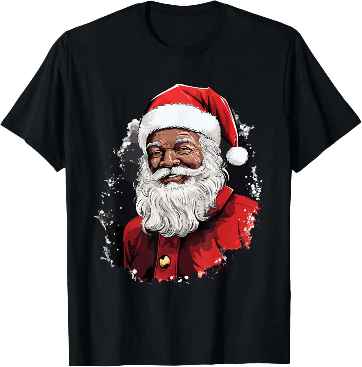 

Санта-Клаус Черная Рождественская Рождественская футболка Санта-Афроамериканская футболка