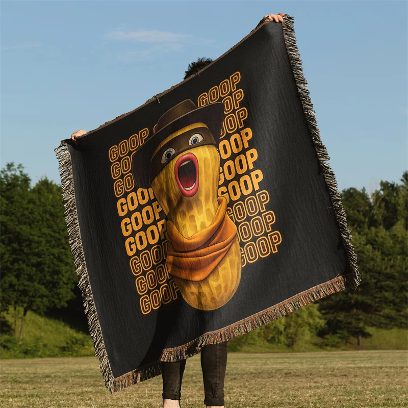 Aertemisi Burnt Peanut Live By The Goop Die By The Goop Funny Meme Cowboy Jacquard Fringed Woven Throw Blanket with Tassel