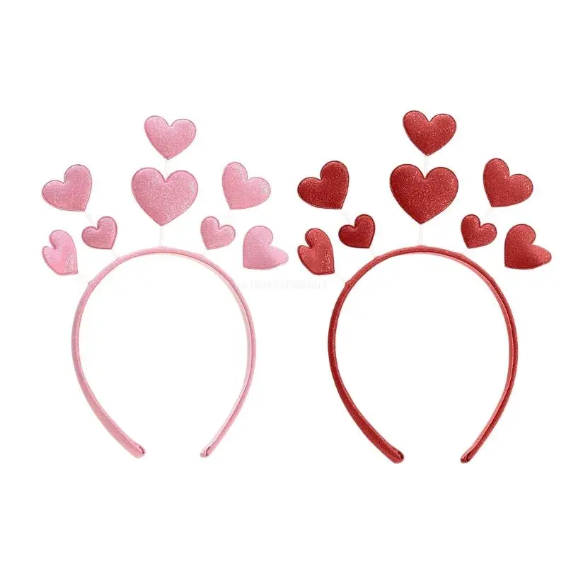 Glittering Powder Heart Headband Valentines Hairband Girl Music Festival Supply Dropship