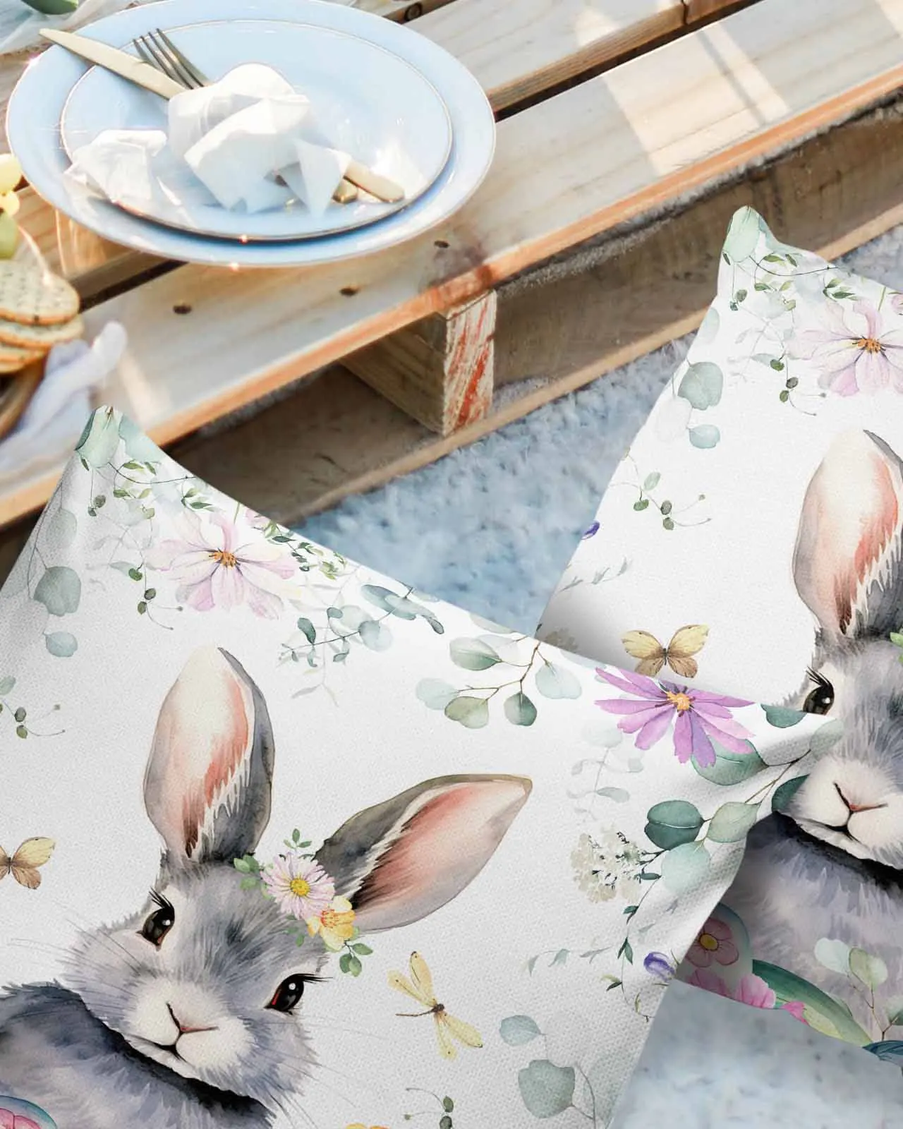 2/4PCS Easter Flower Egg Rabbit Waterproof Cushion Cover For Home Decoration 40/45/50/60/66cm Pillowcase