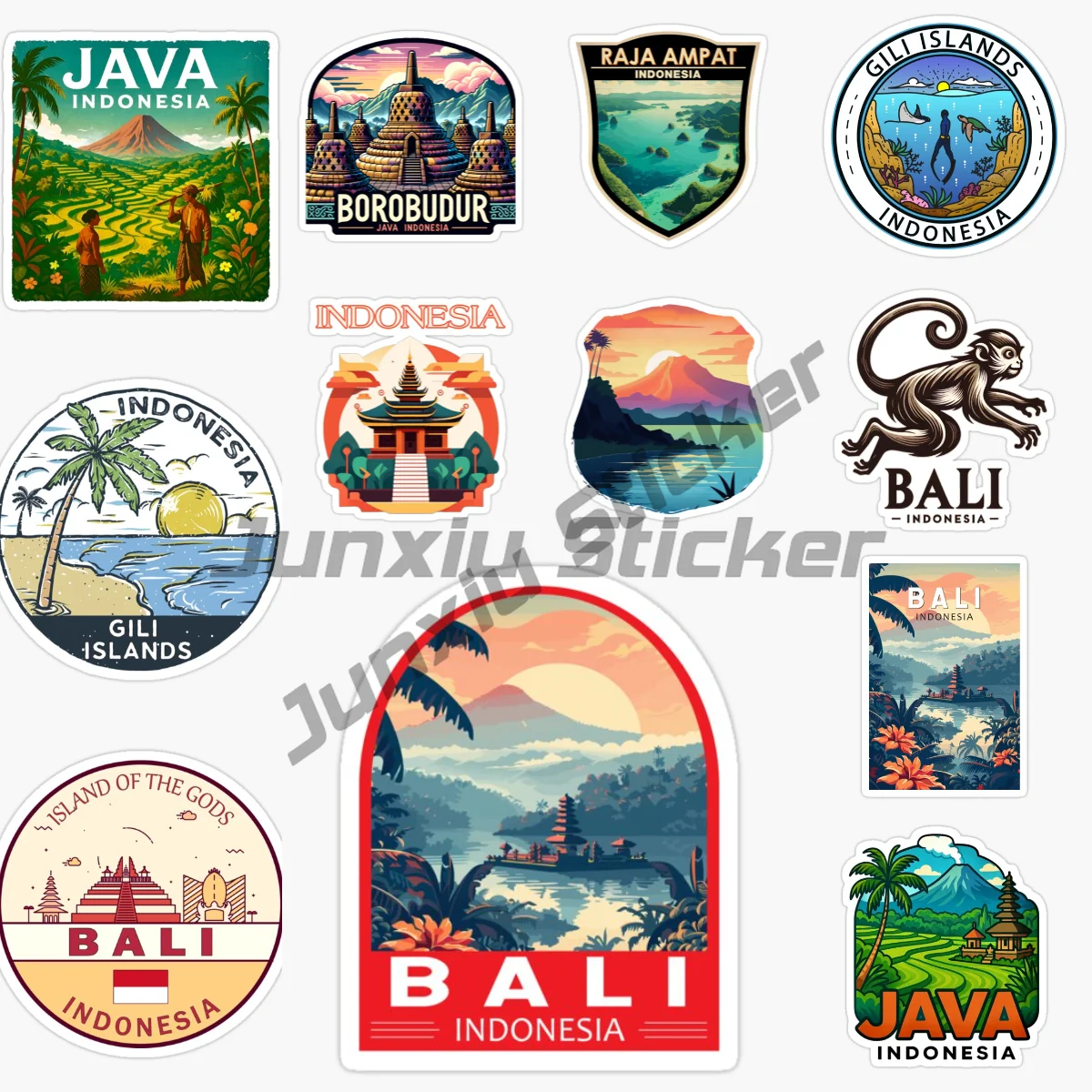 

INDONESIA YOGYAKARTA MOUNT BROMO GILI ISLANDS RAJA AMPAT ANAK KRAKATAU Sticker Car Window Quality Vinyl Self-adhesive JDM Decal