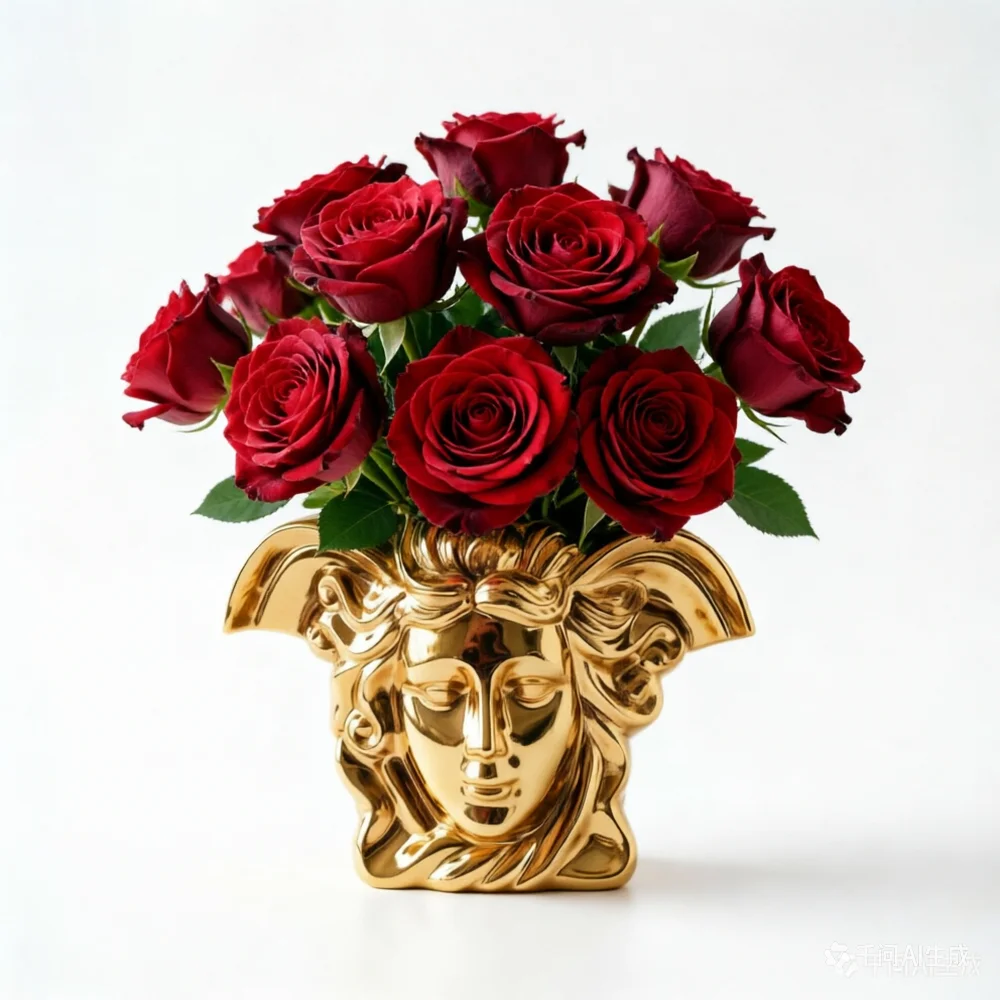 Moderne Kunst Luxuriöse Goldene Keramik-Vasenskulptur - Dekorative Blumenvase für Zuhause & Büro, Blumen Nicht Enthalten