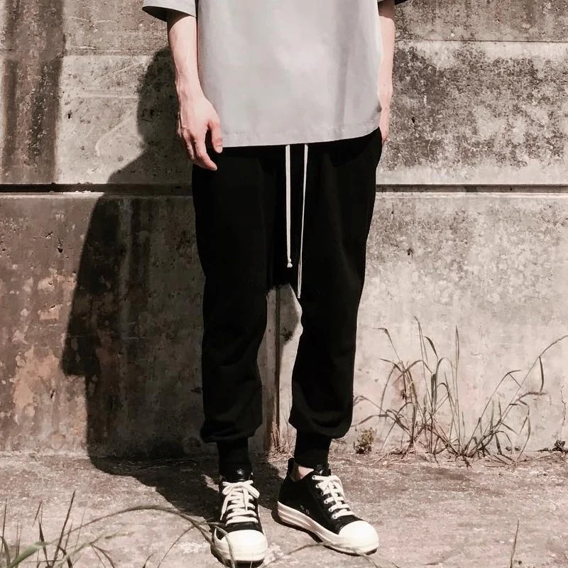 

Мужские тонкие брюки-харланы на весну-лето, свободные брюки с манжетами, универсальные повседневные хлопковые брюки для активного отдыха, молодежная одежда