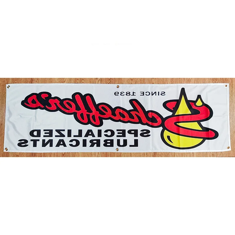 130GSM 150D Polyester Material Schaeffer oil Banner 1.5*5ft (45*150cm) Advertising decorative Lubricants Flag yhx310