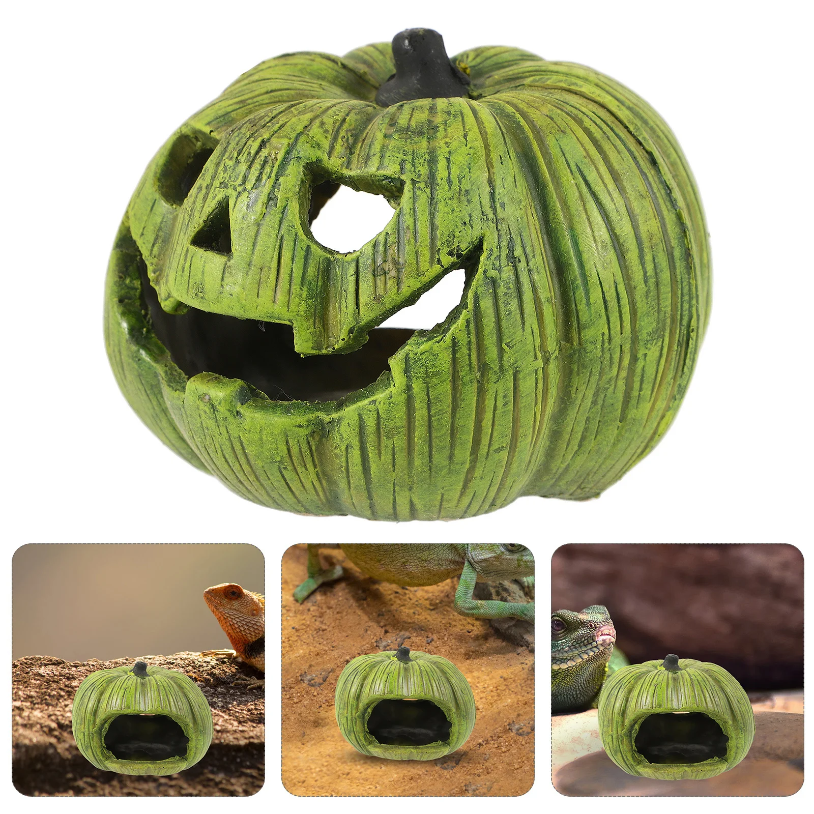 

Pumpkin Shape Resin Hideout Smooth Edges For Lizard Snake Hermit Crab Terrarium Decor Reptile Cave Reptile Accessories