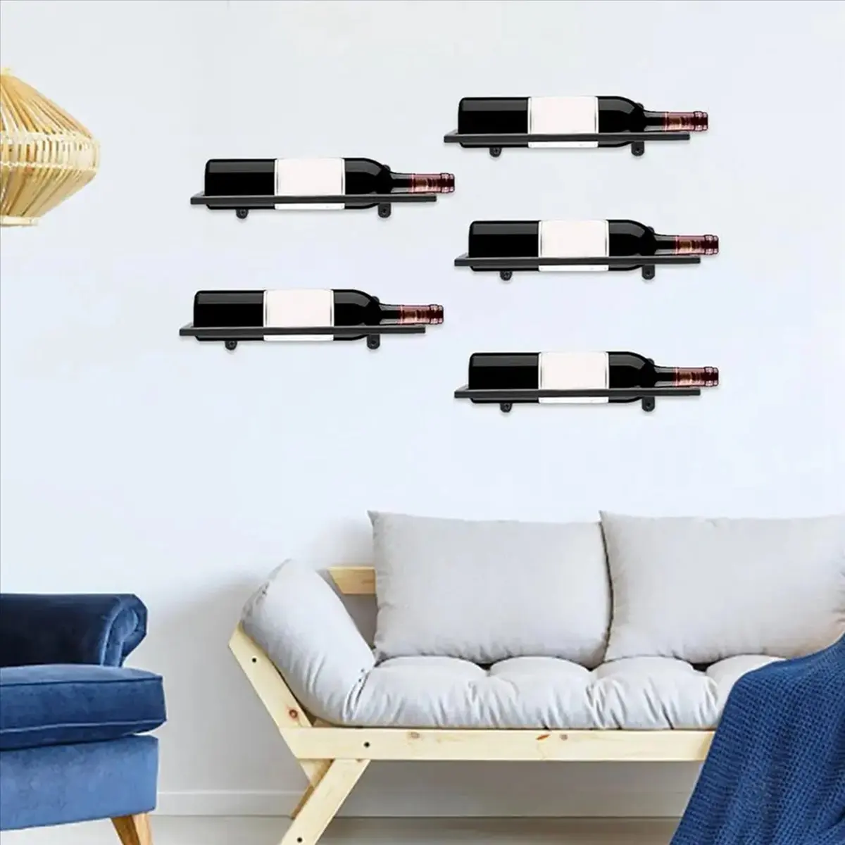 AT16 Wine Holder Wall Mounted Metal Hanging Wine Display Holder Wine Glass Shelf Floating Bar Shelves Rustic Wine Glass Rack