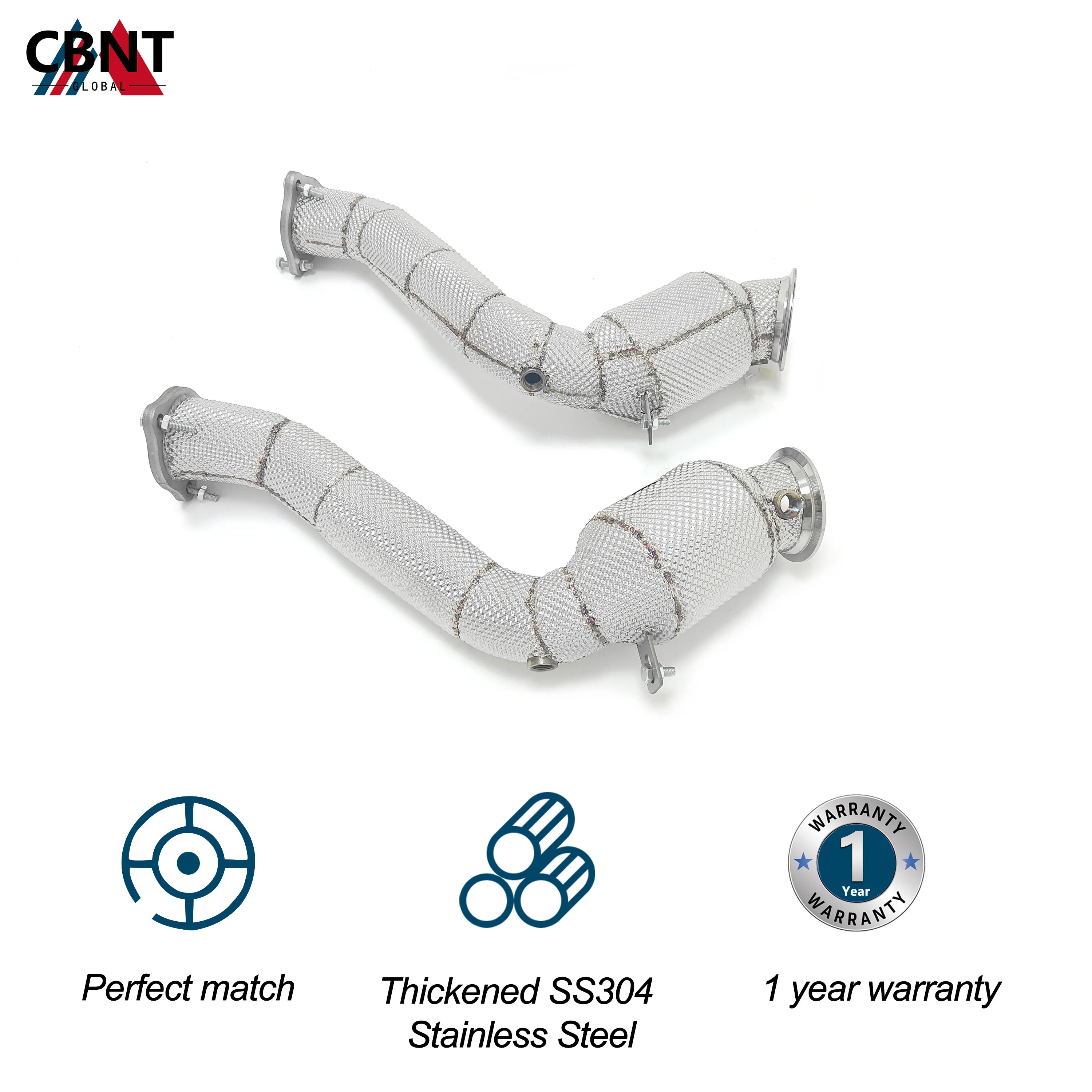 CBNT Exhaust Header for Porsche Cayenne 958 3.6T 2011-2017 Downpipe with Catalytic Converter SS304 Tuning Exhaust-pipe System