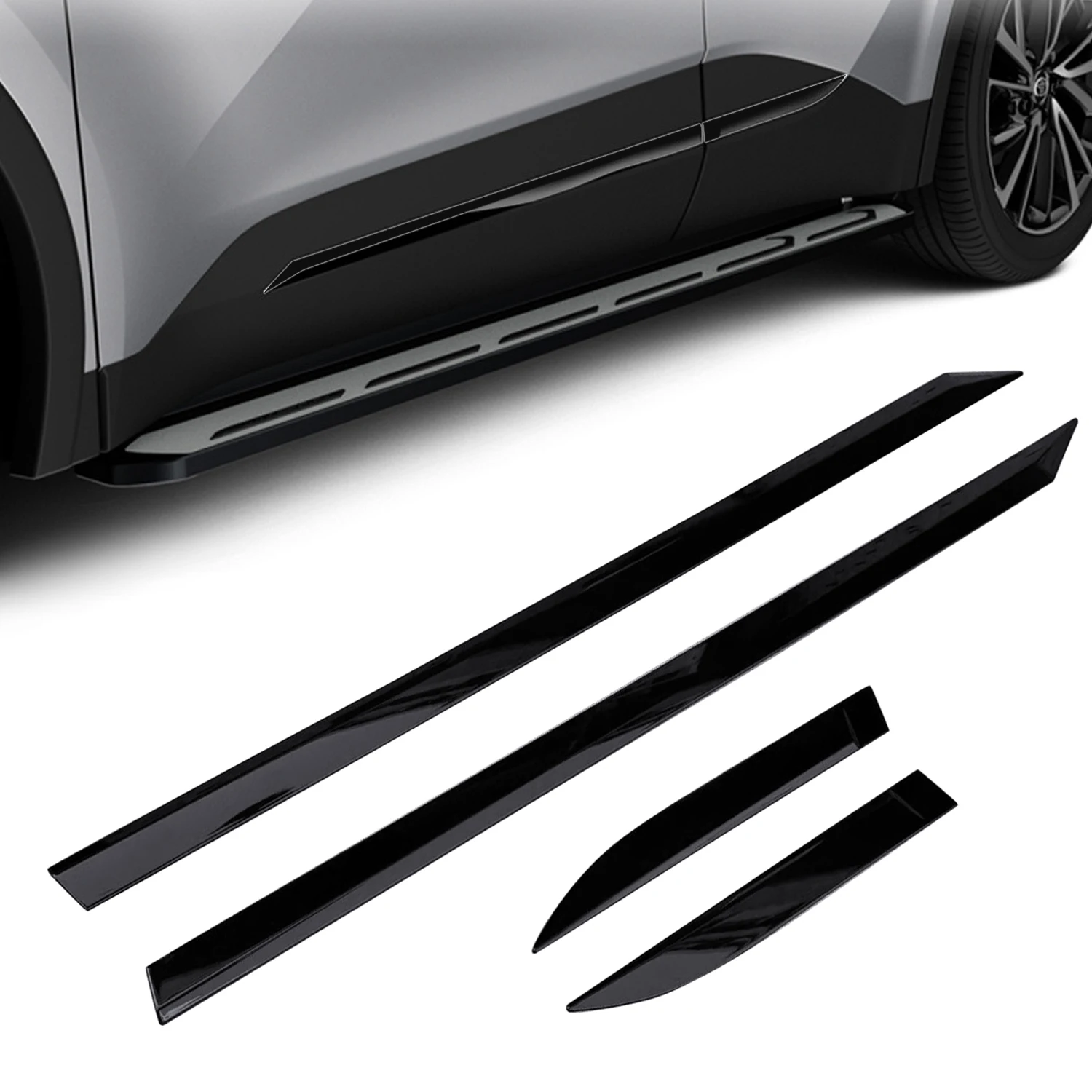 

For Toyota CH-R CHR AX20 2023-2025 ABS Side Door Body Bump Strip Protector Cover Trim Exterior Car Accessories Black S 4pcs