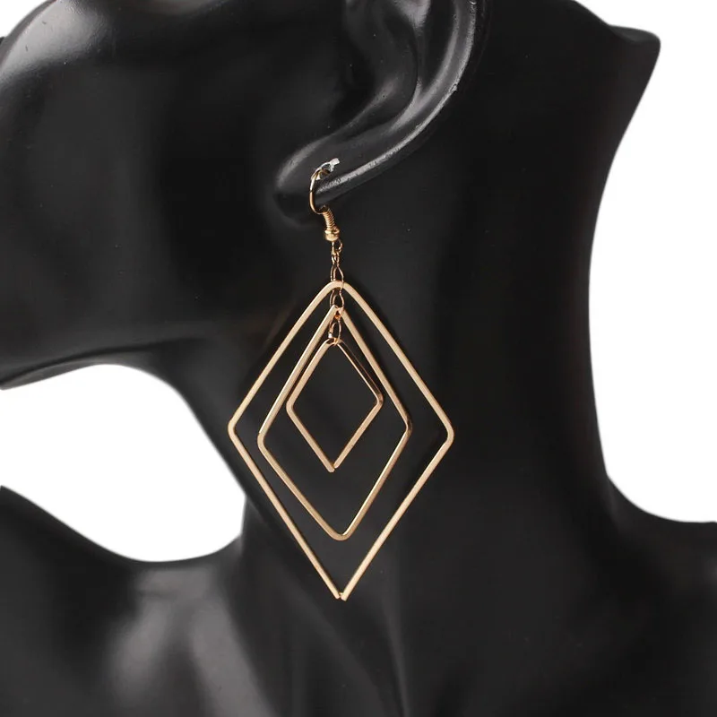 New Trend Jewelry Drop Earrings Simple Fashion Hollow Geometric Metal Earrings Temperament Personality Wild Ladies Earring