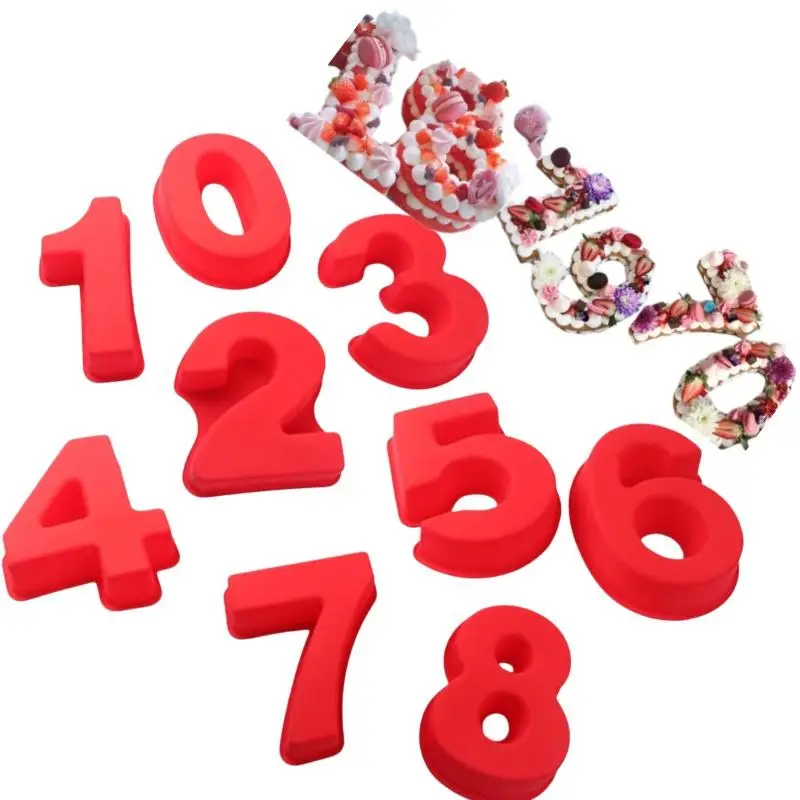 1Pcs 10 Inches Number Baking Moulds Large Silicone 3D Number Cake Moulds DIY Baking Moulds Number Shape 0-9 For Birthday