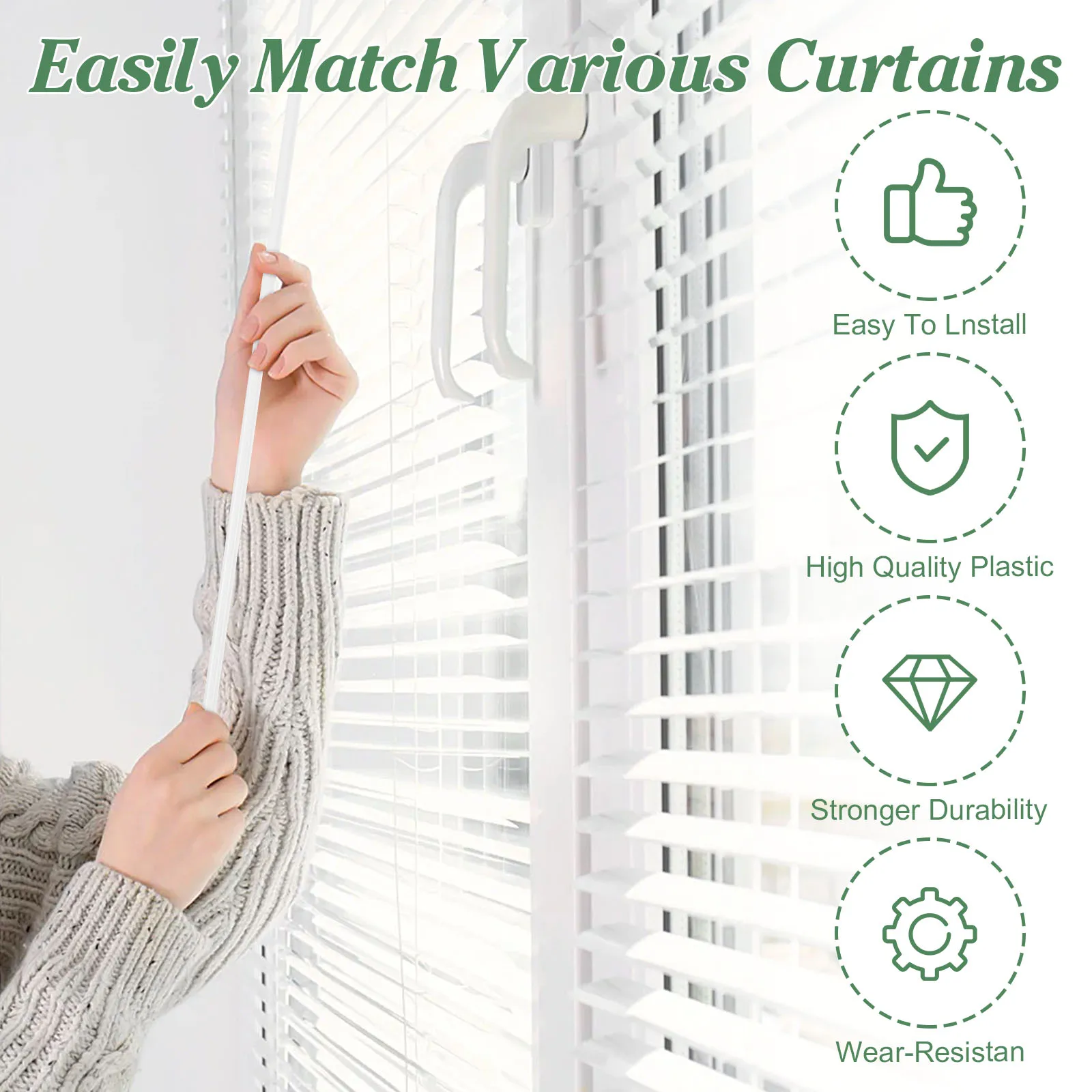 

1 Set curtain opener rod Plastic Blind Detachable Wand Curtain Pull Rod Tilt Wand Window Opener Pole with Hooks Home Accessories
