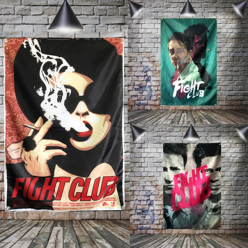 FIGHT CLUB Movie Flags Home Background Decoration Poster Wall Sticker Cafe Restaurant Hanging Banner 4 Grommets In Corners