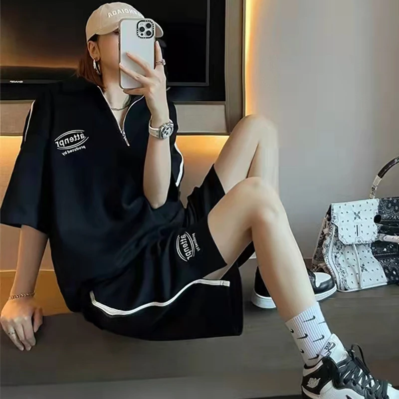 Two-Piece Set for Women Casual Loose Shorts Fashion Streetwear Y2K Tracksuit Short Sleeved T-Shirt Tops Suit Summer 2023