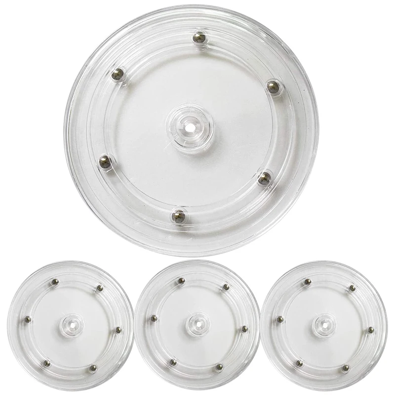 

4Pcs Clear Lazy Susan Turntable, 6 Inch Acrylic Turntable Bearing For Decorating Cookies, Clear Swivel Organizer, Base