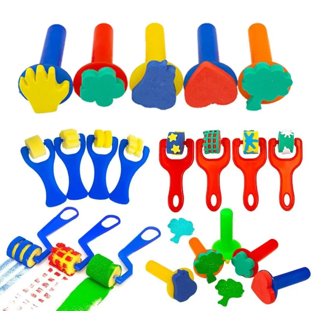 Sponge Brush Sponge Stamp Brush Kits Handmade Creation Mushroom Stick DIY Sponge Stamp Brush Flower EVA Roller Kindergarten