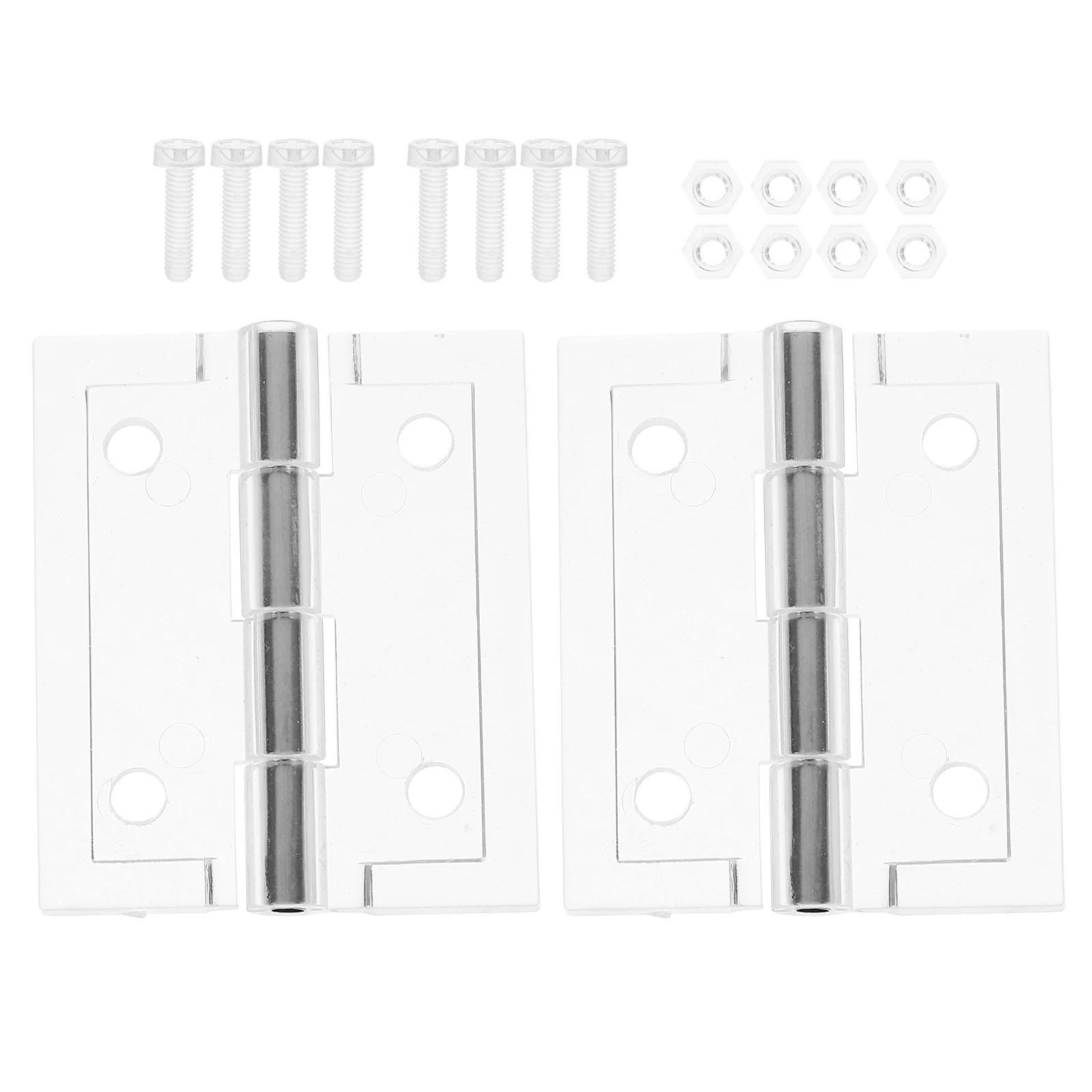 2 Pcs Transparent Hinge Kitchen Cabinet Hinges Continuous Piano Small Folding Acrylic Punch Hole for Crafting