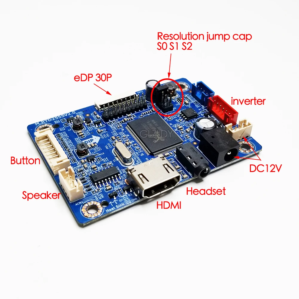 RTD2555 Program Free Jump Cap 30P eDP LCD Driver Board HDMI Audio LED Screen Driver Board Kit Controller 1366x768 1920*1080