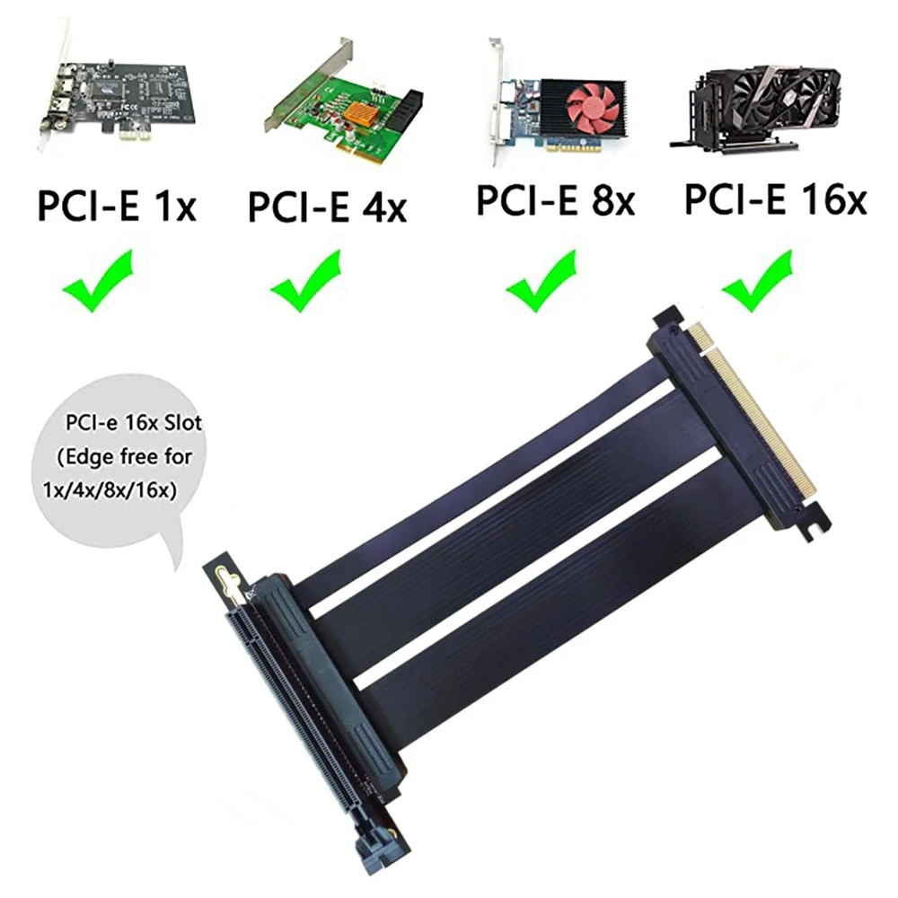 PCI-E Graphics Card Extension Cable PCI-E 16X to 16X 180° USB4.0 Graphics Card Adapter Cable for Mining Card 20CM