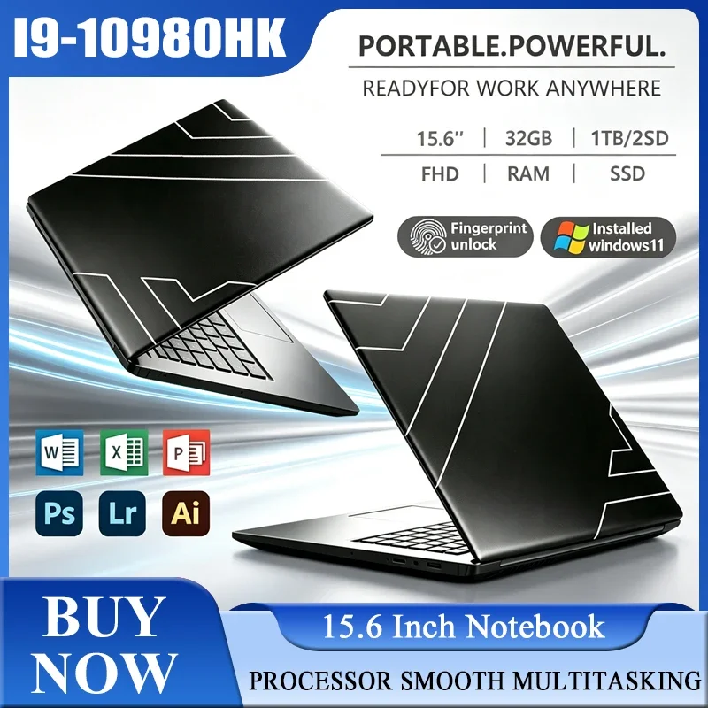 15.6 Inch Full HD IPS Laptop 120Hz Screen Intel Core I9-10980HK 32GB RAM 2TB SSD Backlit Keyboard Long Battery Life Windows 11