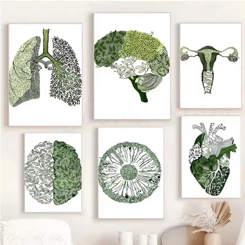 

Green Abstract Medicine Anatomy Heart Lung Eye Full Square Round Diamond Painting DIY Diamond Embroidery Mosaic Home Decoration