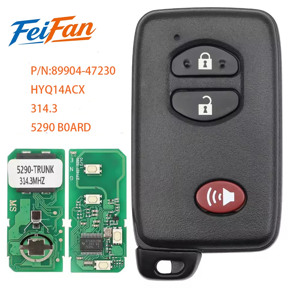 

FeiFan 271451-5290 Keyless Smart Remote Key for Toyota Prius V C Venza 4Runner 2009-2018 PN 89904-47230 HYQ14ACX Proximity Card
