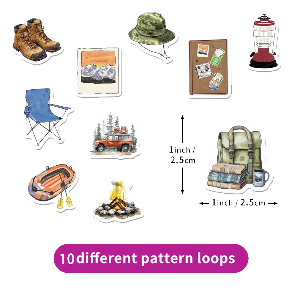 

500pcs Cartoon Outdoor Camping Happer Camper Graffiti Stickers DIY Laptop Phone Roll Kids Decorative Toy Sealing Sticker Labels