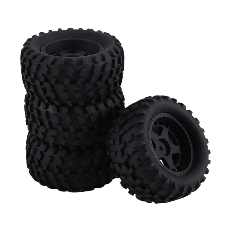 MACH-4Pcs 80MM Tire Tyre Wheel Universal For TRAXXAS 1/16 E-Revo, For HSP 94186 For Wltoys 144001 RC Car Upgrade Accessories