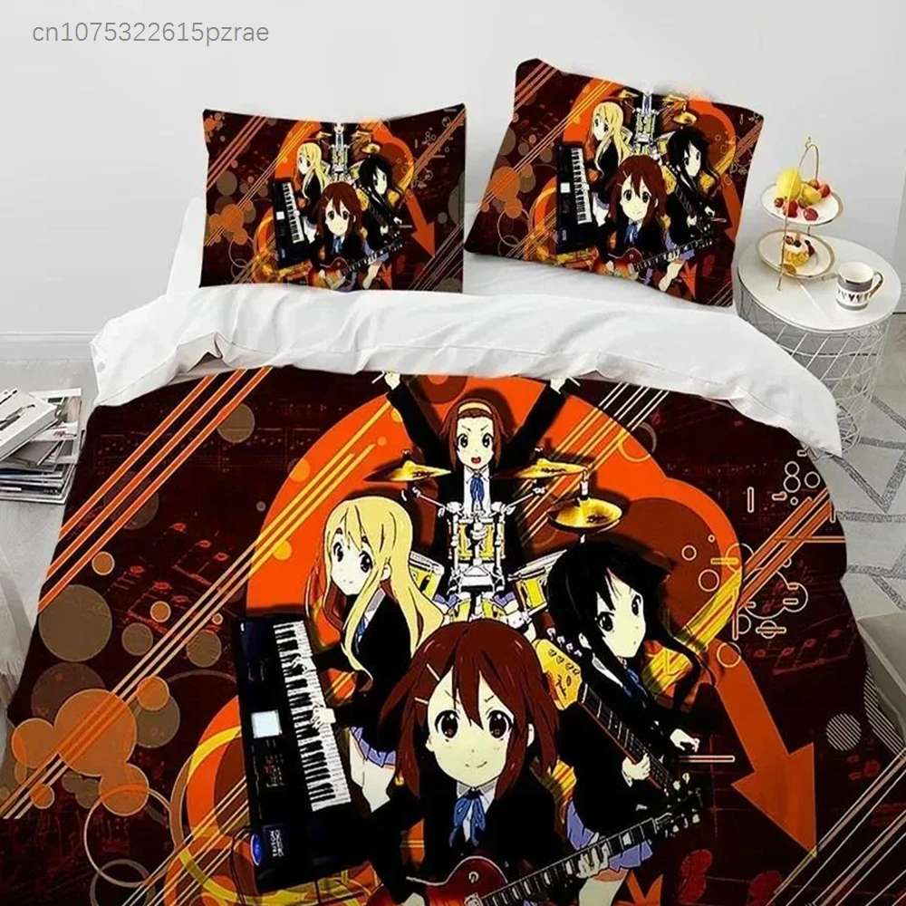 K-ON Cartoon Cute Lolita Kawaii Girls Bedding Set Printed With Pillowcase Bed Duvet Cover Soft Queen King Size Bedclothes Home