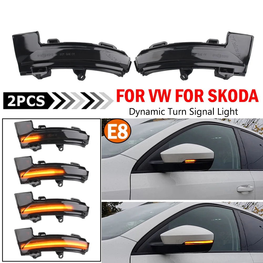 Dynamic Blinker LED Turn Signal Light For Skoda Octavia Mk3 A7 5E 2013-2018 VW T-Roc T-corss 2018 2019 2020 Mirror Indicator
