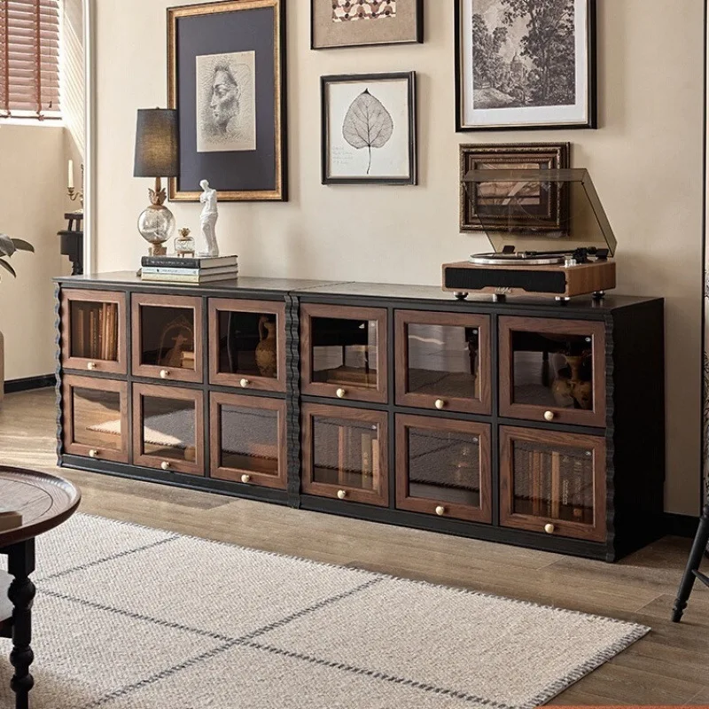 

Retro combination TV cabinet, home display cabinet, high-quality solid wood floor cabinet
