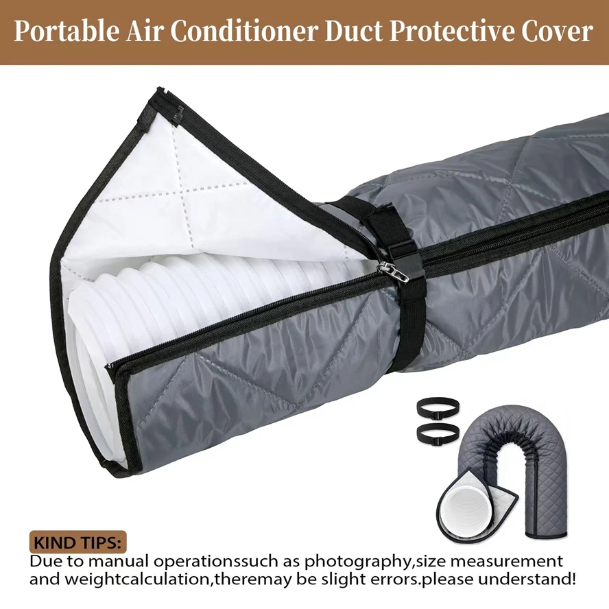 Air Conditioning Hose Protective Cover Insulation Sleeve Portable Waterproof Exhaust Hoses Duct Cover with 2 Adjustable Straps