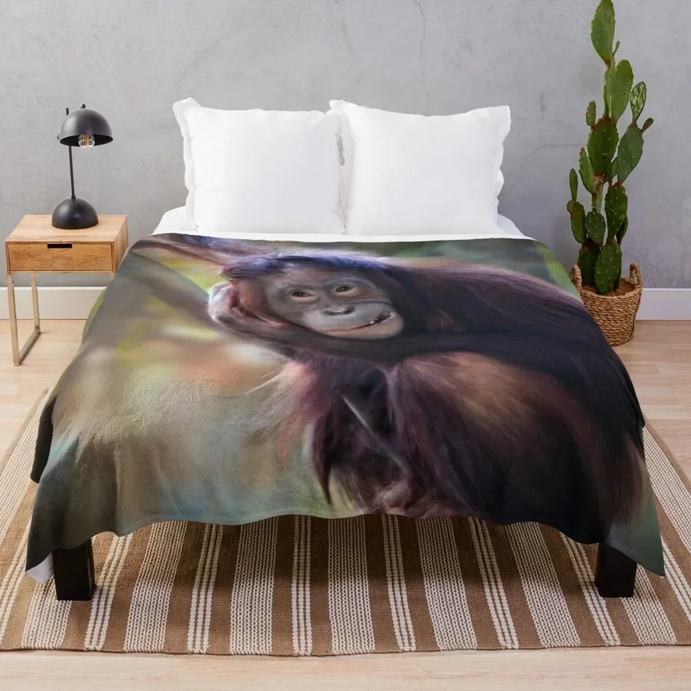 Orangutan Throw Blanket Blankets Sofas Of Decoration bed plaid Blankets For Bed Blankets