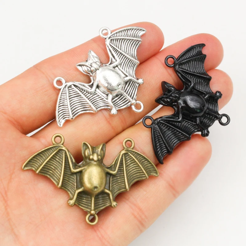 48x30mm 4pcs Antique Silver Plated And Bronze Plated Bat Connector Handmade Charms Pendant:DIY for bracelet necklace