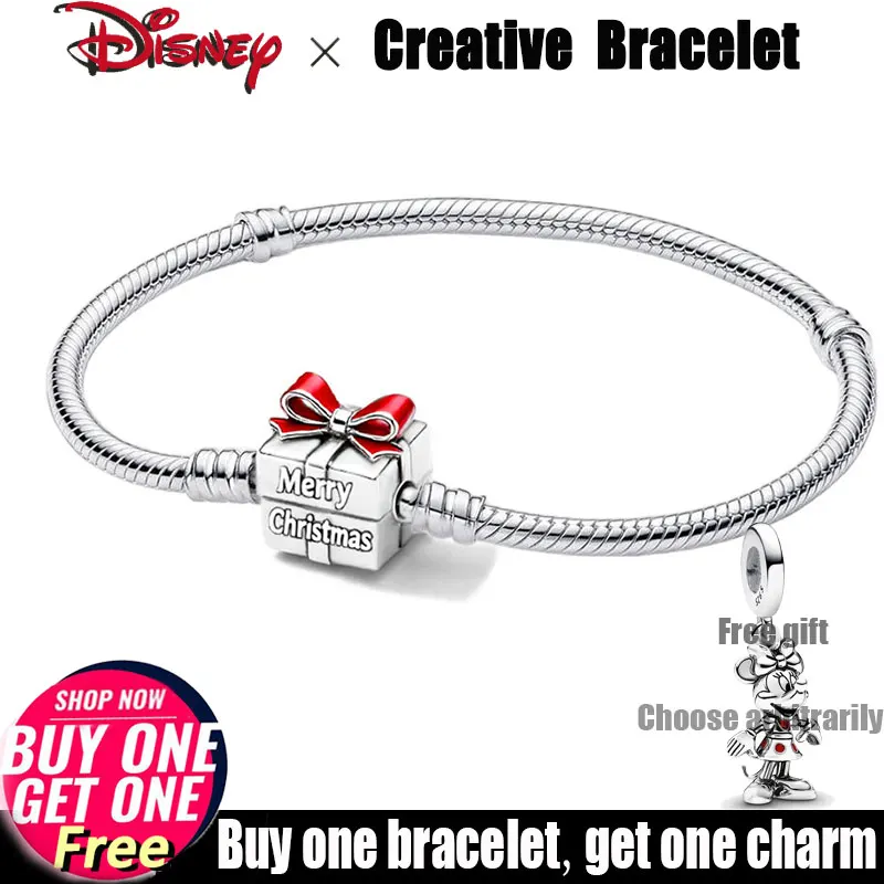 

Креативный браслет Disney из стерлингового серебра 925 пробы, рождественская подарочная коробка, застежки, браслет-цепочка в виде змеи для женщин и девочек, роскошные ювелирные изделия, подарок