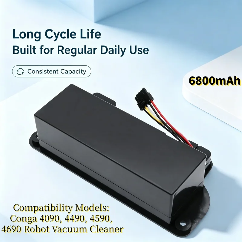 High Capacity 14.8V 9800mAh Rechargeable Battery Pack for Conga 4090 4490 4590 4690 Robotic Vacuum Accessories Long Runtime