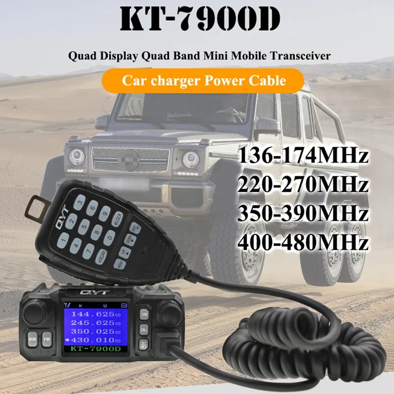Mobile Radio QYT KT-7900D Original 144_220_350_440MHZ 4 BANDS FM TRANSCEIVER QYT KT-7900D 25W QUAD BAND MOBILE Hot