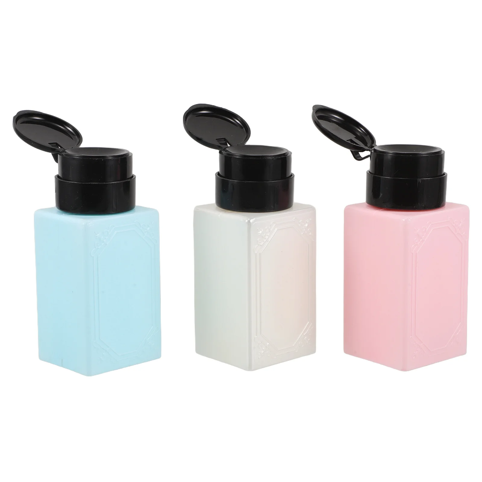 3 個の空のマニキュアリムーバーボトル 220 ミリリットルプッシュダウンポンプディスペンサーネイルサロン必須液体容器空のポンプボトル