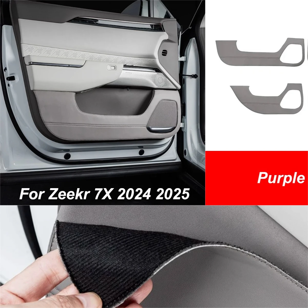 

for Zeekr 7X 2024 2025 Door Leather Protection Anti Kick Pad Interior Accessories