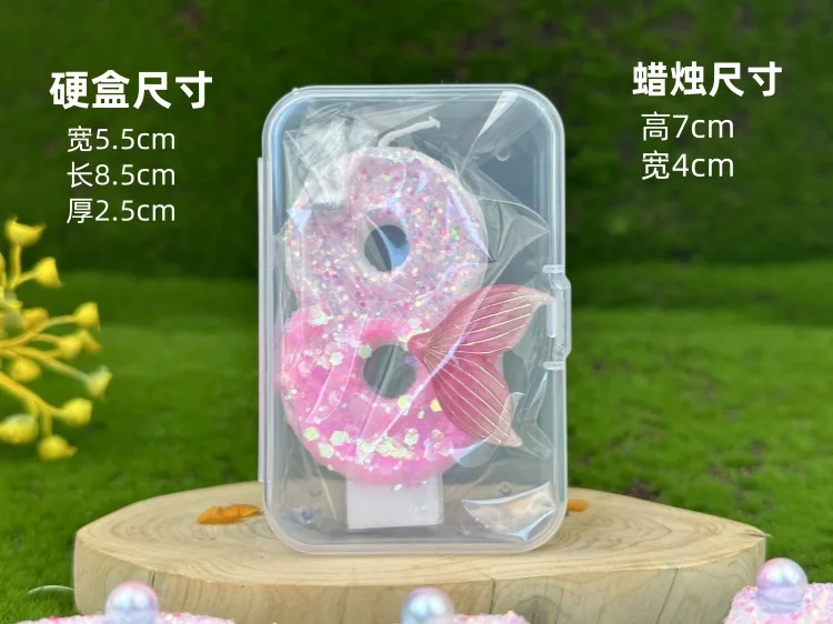 Digital Birthday Candles Party Decoration Birthday Pink Candles Sparkling Pink Beauty Fish Tail Wedding Boys Girls Gifts Number