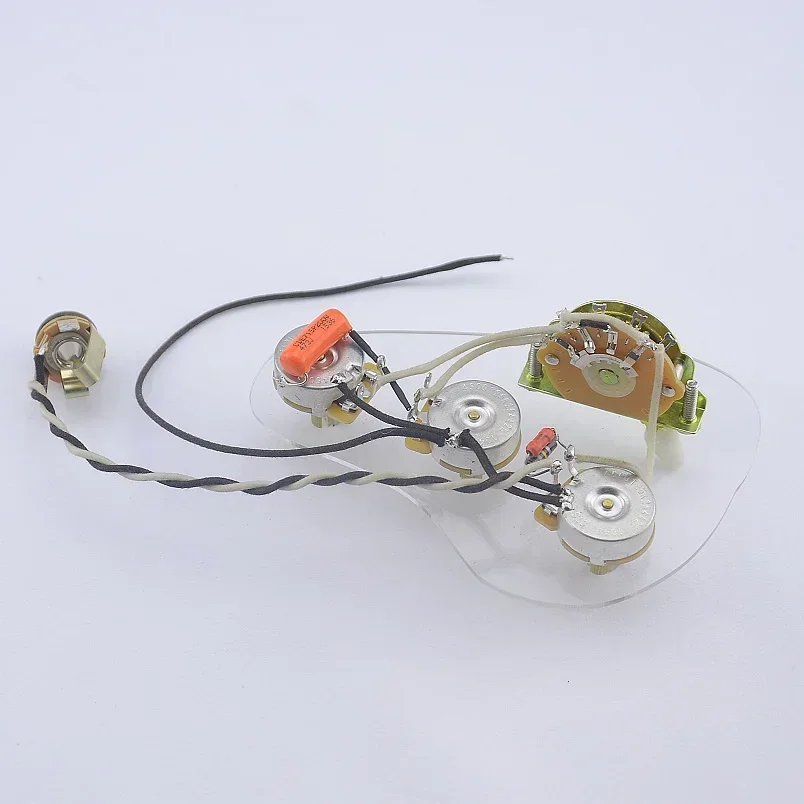 Electric Guitar Wiring Harness Prewired Kit - 3x 250K Brass Pots & 5-Way Switch Guitar Equipment Accessory Loaded Pre-Wired