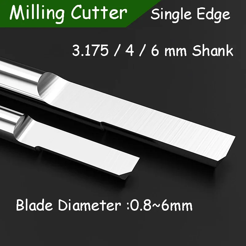 

0.8-6mm Solid Carbide Single Flute Straight Router Bit End Mill CNC Milling Cutter Engraving Tool For MDF Plastic HRC63