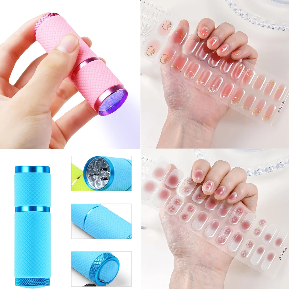 1 Vel Uitgeharde Gel Nagelstrips Sticker Langdurige Nagellakstrips Wraps Volledige Cover Gel Nail Art Stickers Uv/Led Lamp Vereist