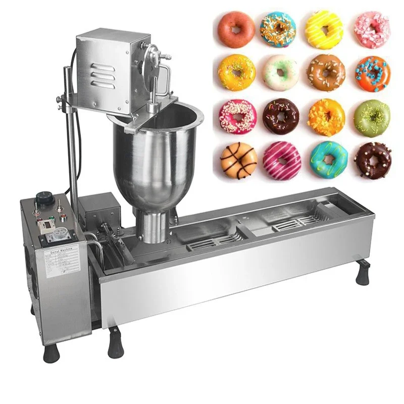 Electric Donut Maker 220V/110V 3KW Large All Stainless Steel Automatic Frying Machine Cake Dessert Fryer Food Baking Commercial