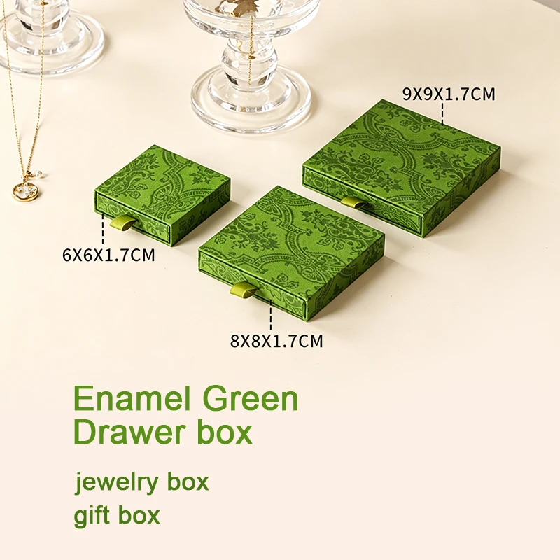 10/24pcs Luxury enamel green jewelry drawer box perfect,festive occasions,ring earring pendant bracelet brooch wholesale custome